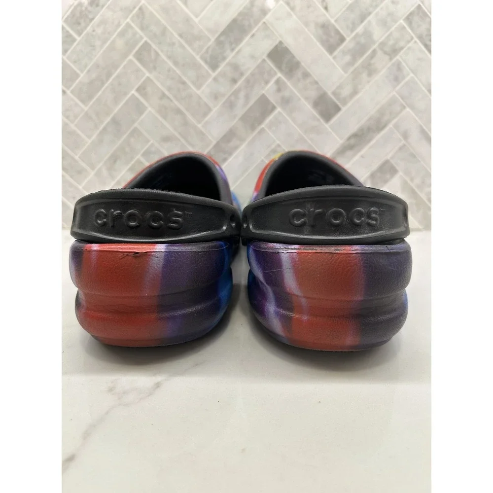 Crocs Lock Work Clogs Men Size 8 Multi Bistro Graphic Tie Dye Rainbow Colorful‎